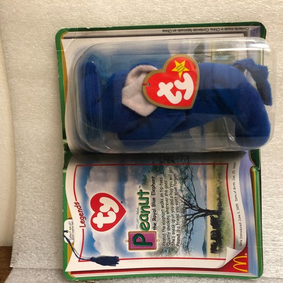 TY  PEANUT ROYAL BLUE ELEPHANT TEENIE BEANIE #8 LEGENDS 2000  (NIP) - Picture 3 of 7